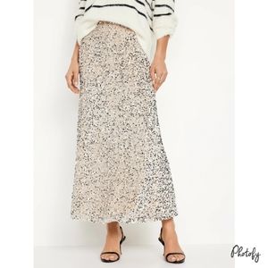 NWT Women's Old Navy Silver Sequin Thanksgiving / Christmas Maxi A-Line Skirt
